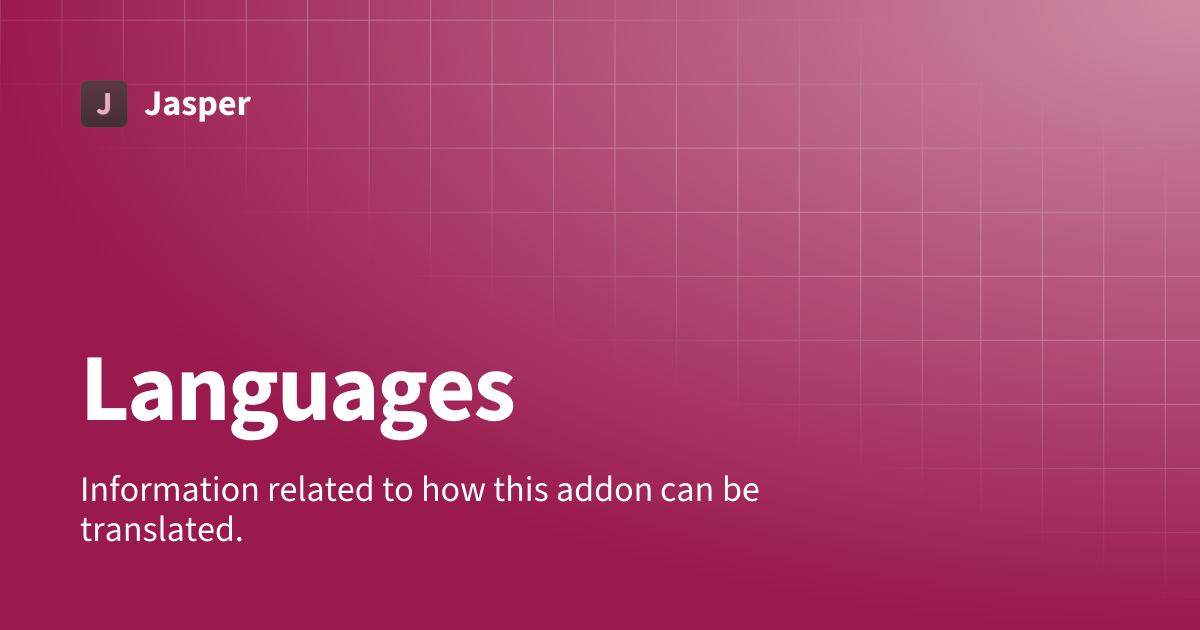 Languages | Jasper